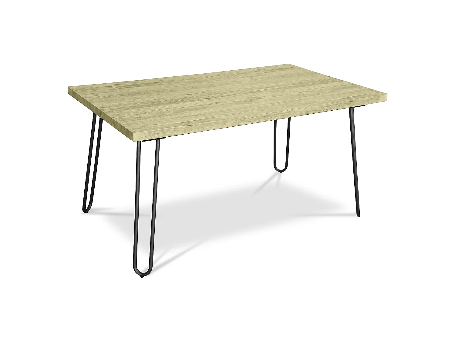 Table à manger rectangulaire - Style industriel - Bois et métal - 150cm - Hairpin Gris