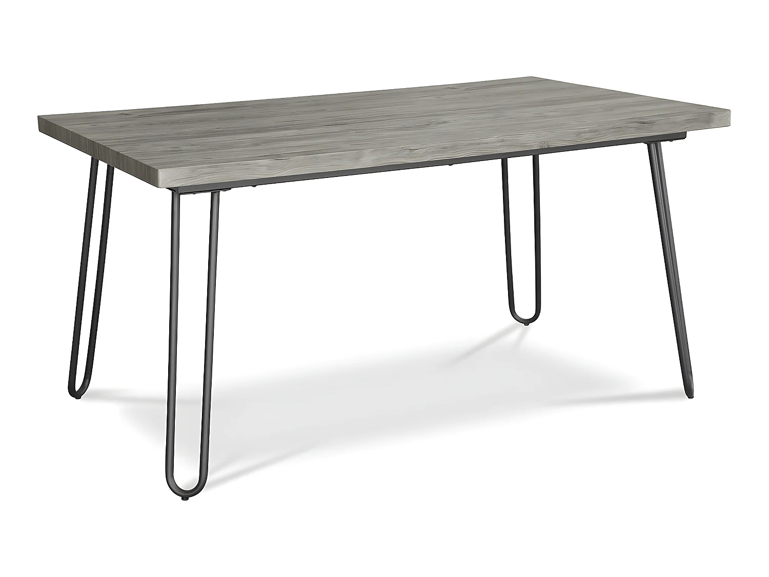 Table à manger rectangulaire - Style industriel - Bois et métal - 150cm - Hairpin Gris