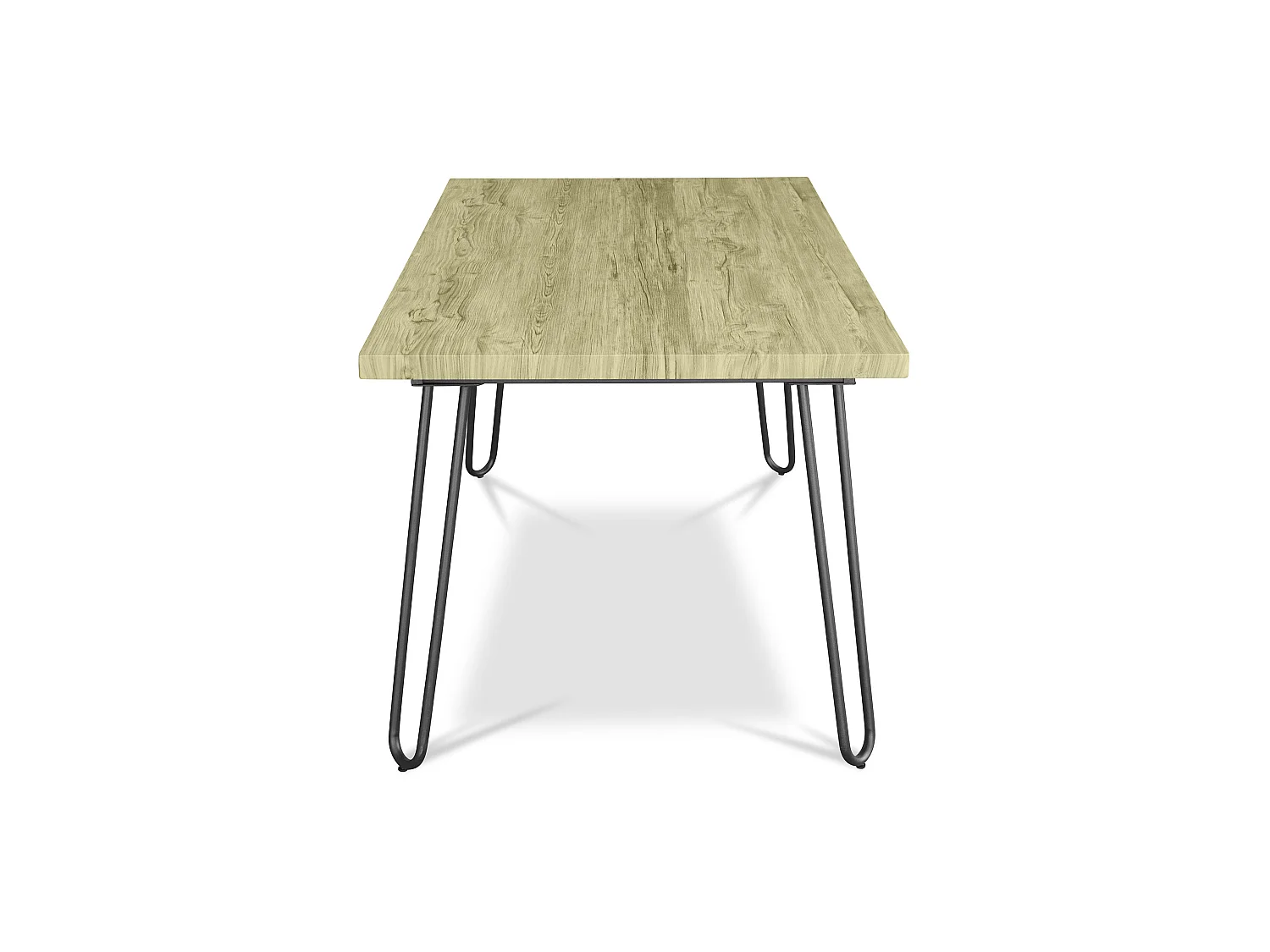 Table à manger rectangulaire - Style industriel - Bois et métal - 150cm - Hairpin Gris