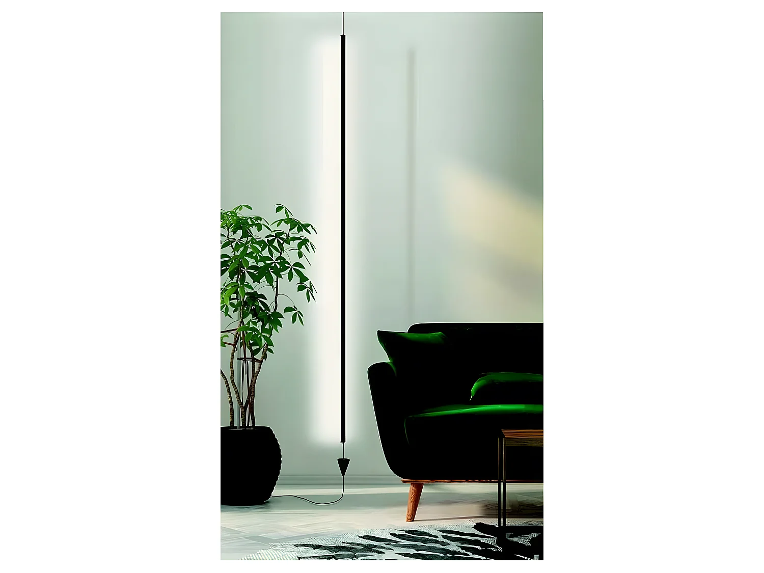 Lampara Pie Suspendida Led Dimable Vertical Negra De