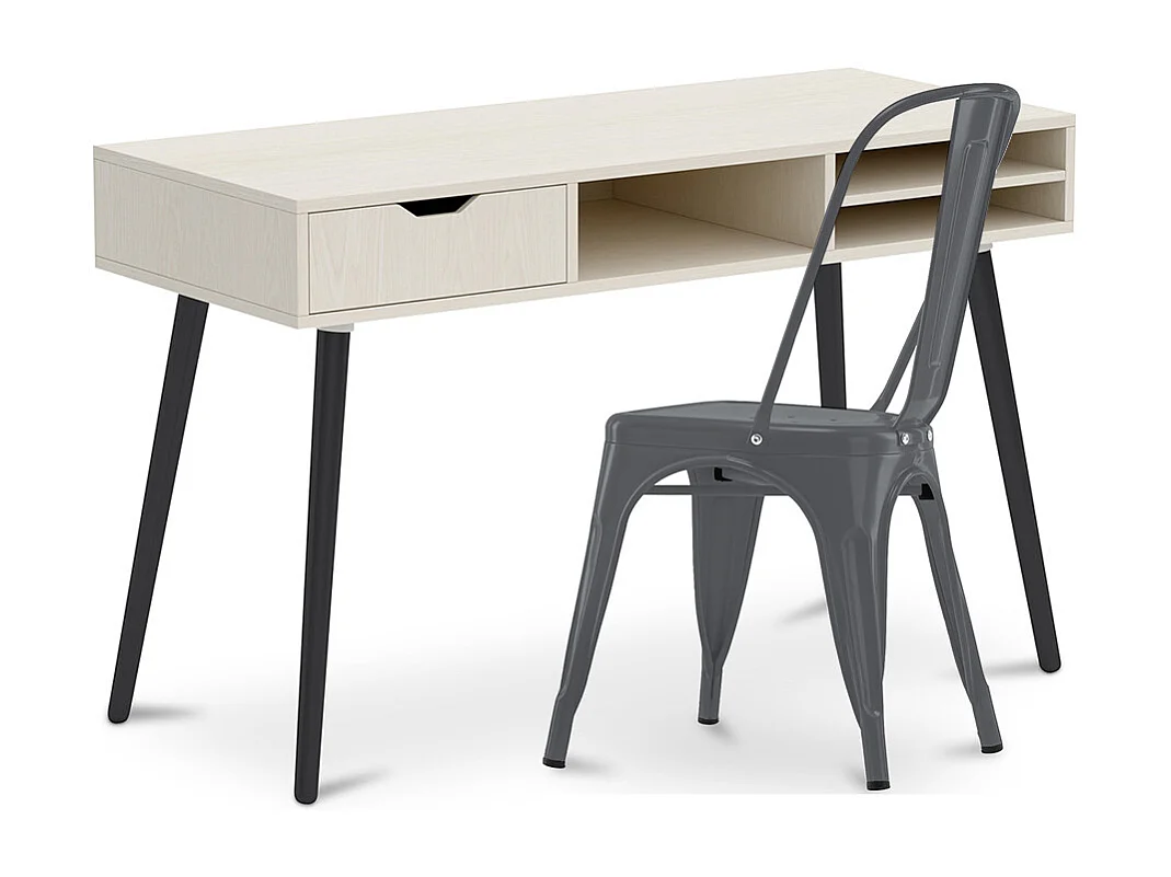 Scrivania in Legno - Stile Scandinavo - Beckett + Sedia da Pranzo - Stylix