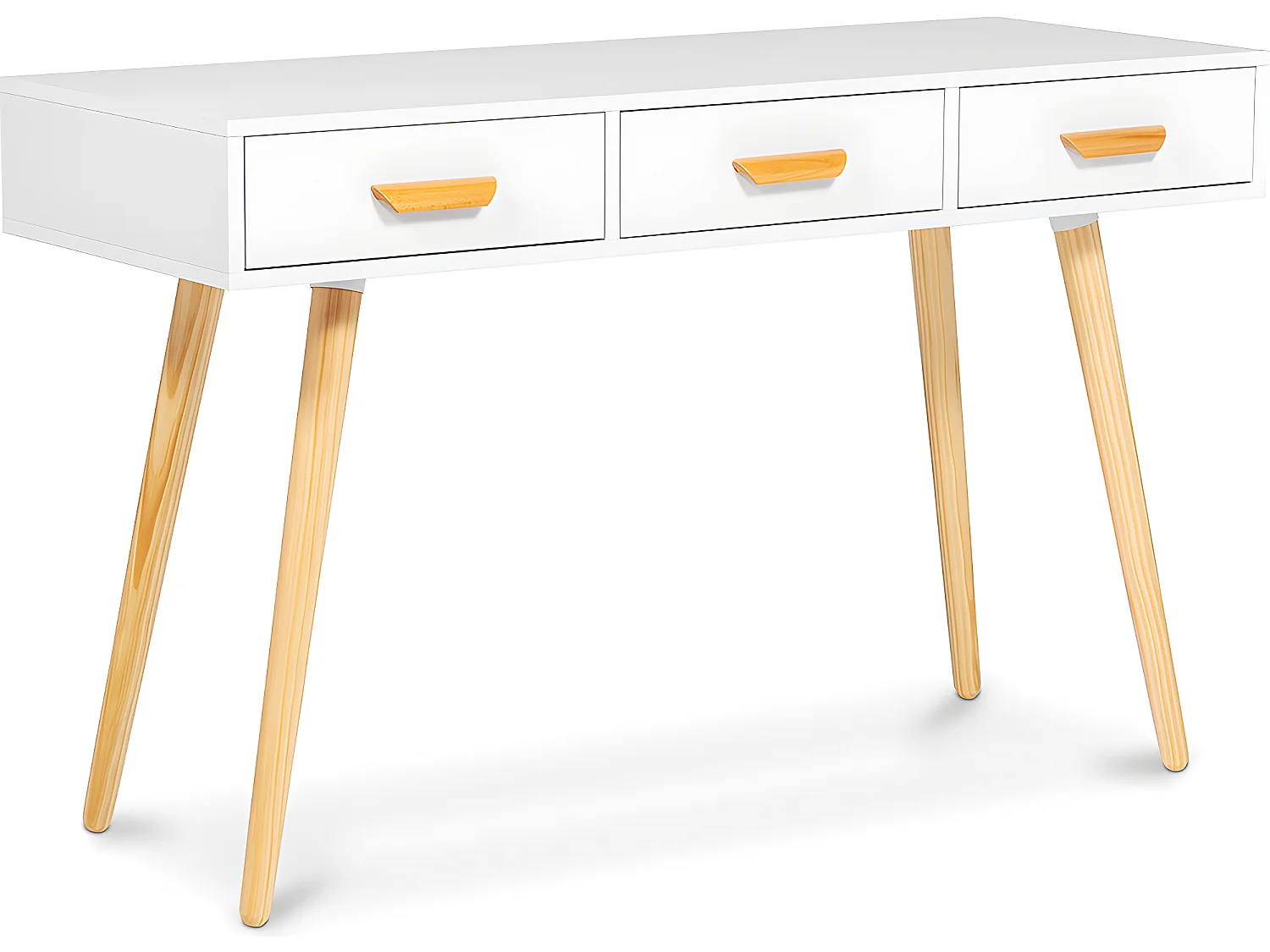 Bureau en Bois avec Tiroirs - Design Scandinave - Pius Blanc