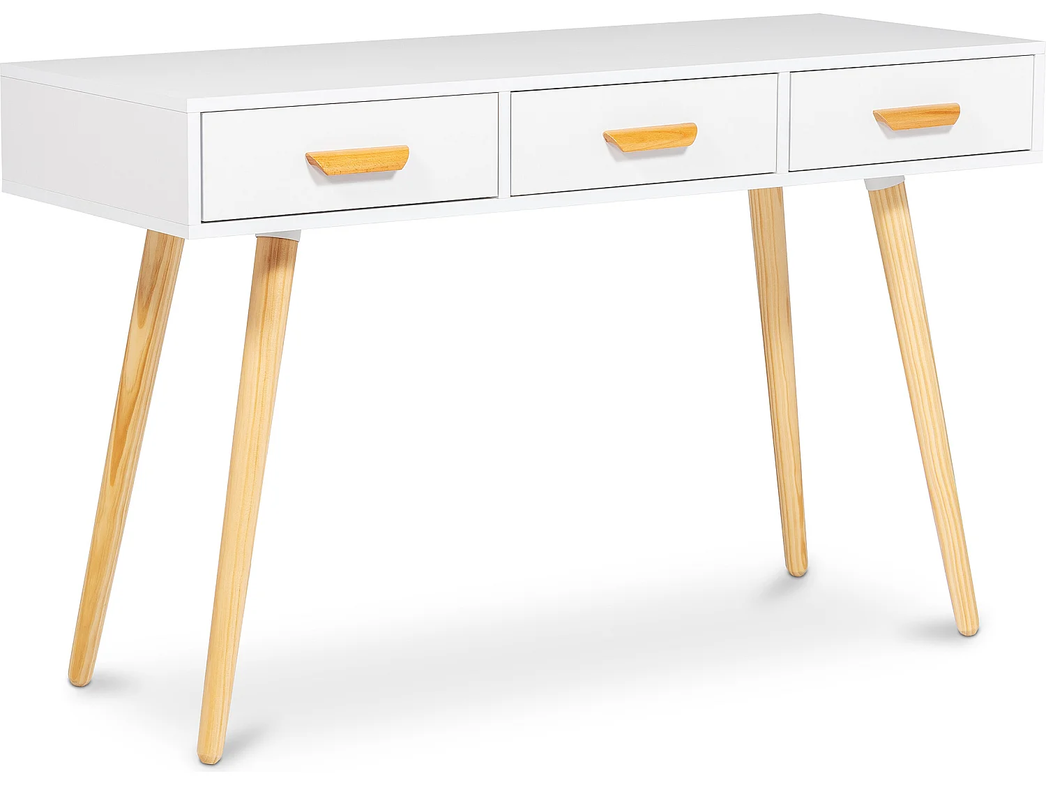 Bureau en Bois avec Tiroirs - Design Scandinave - Pius Blanc
