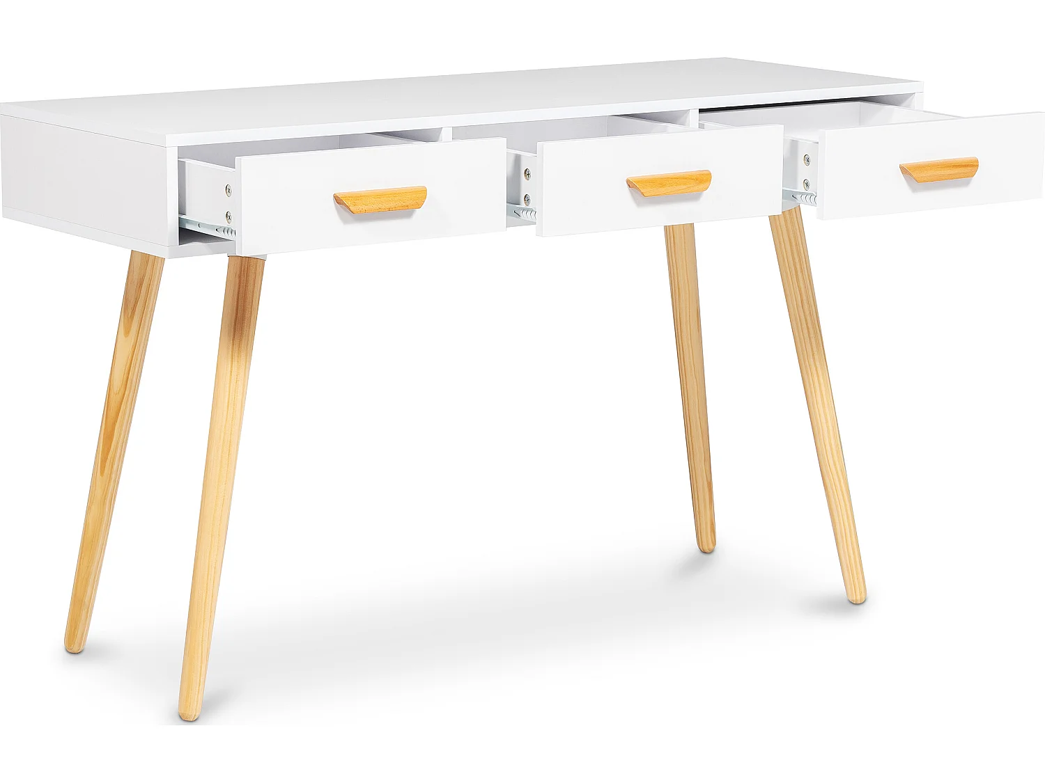 Bureau en Bois avec Tiroirs - Design Scandinave - Pius Blanc