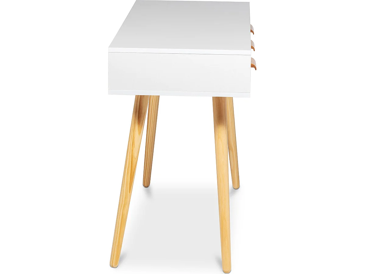 Bureau en Bois avec Tiroirs - Design Scandinave - Pius Blanc