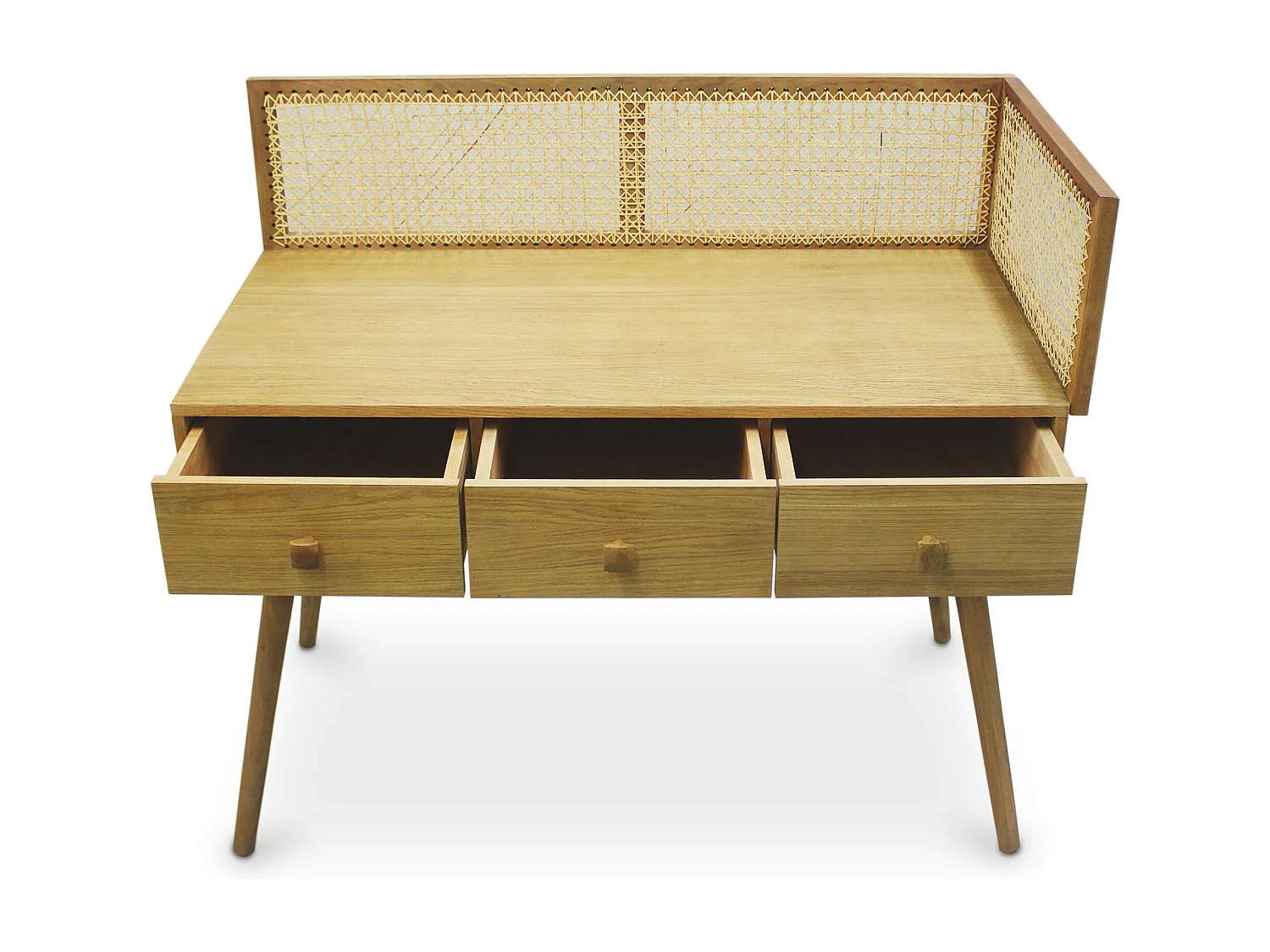 Bureau style Cannage Design en bois naturel - Oka Bois naturel