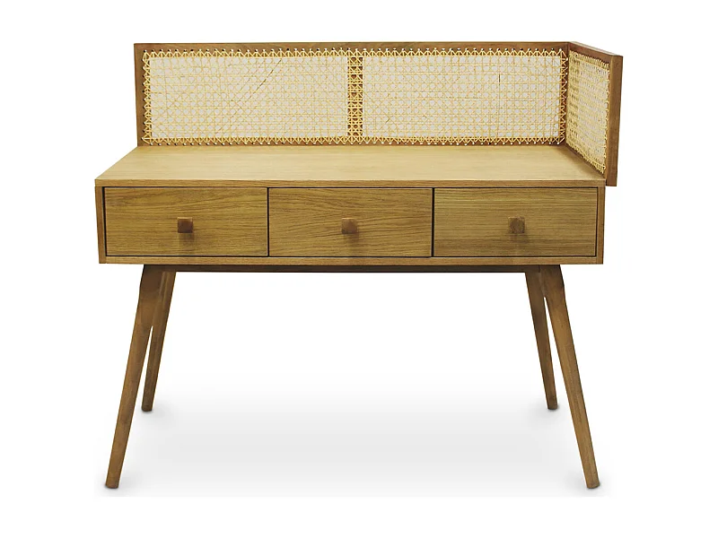 Bureau style Cannage Design en bois naturel - Oka Bois naturel