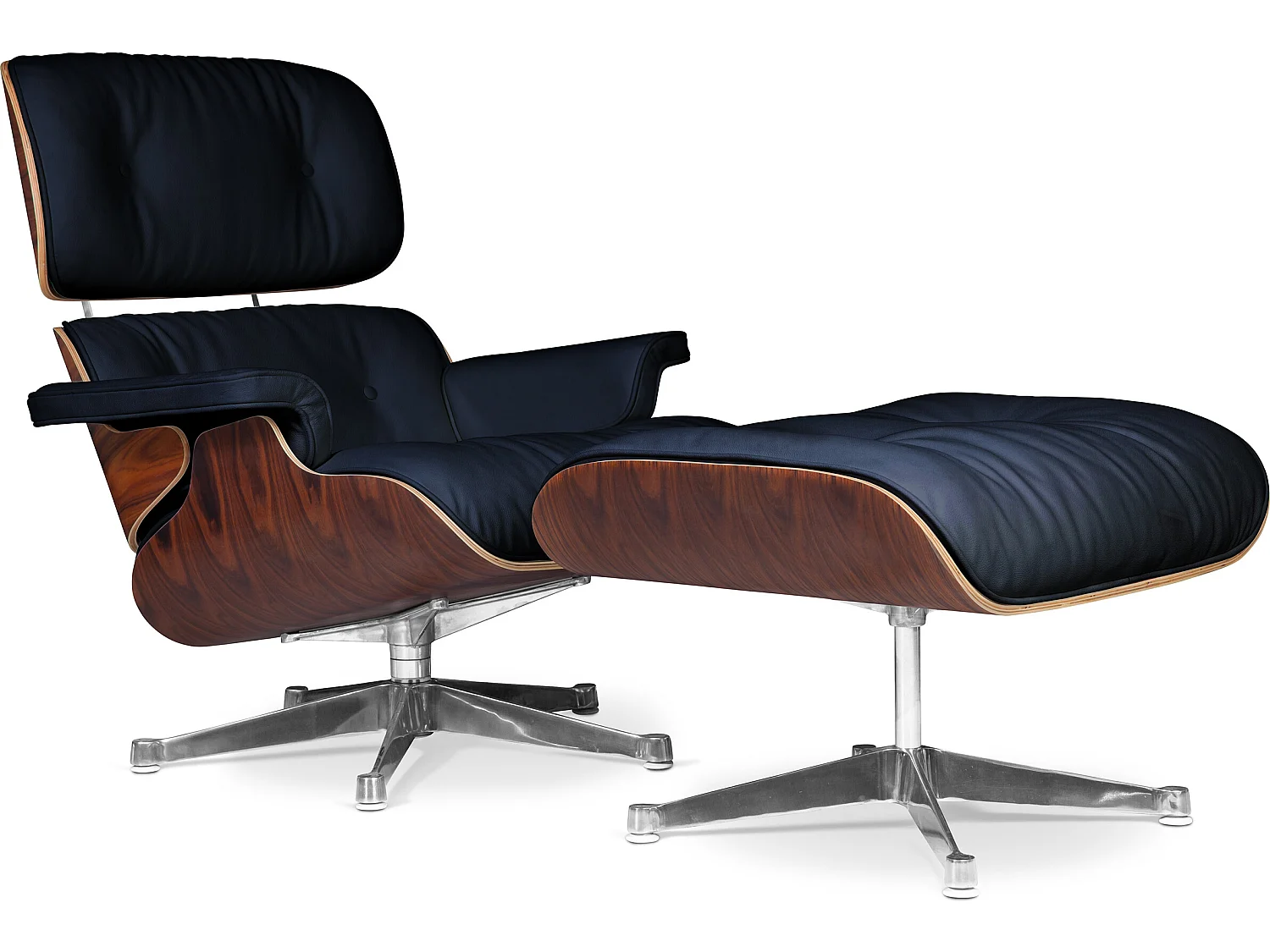 Long Chair & Ottoman Cuir Premium - Palissandre Blanc