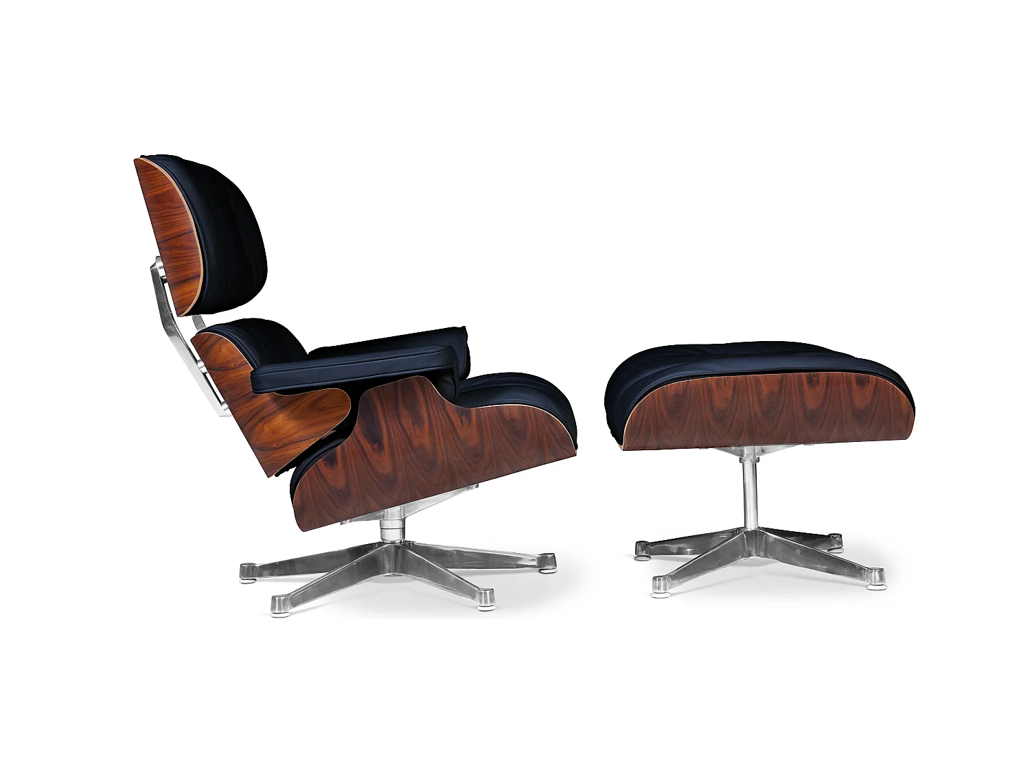 Long Chair & Ottoman Cuir Premium - Palissandre Blanc