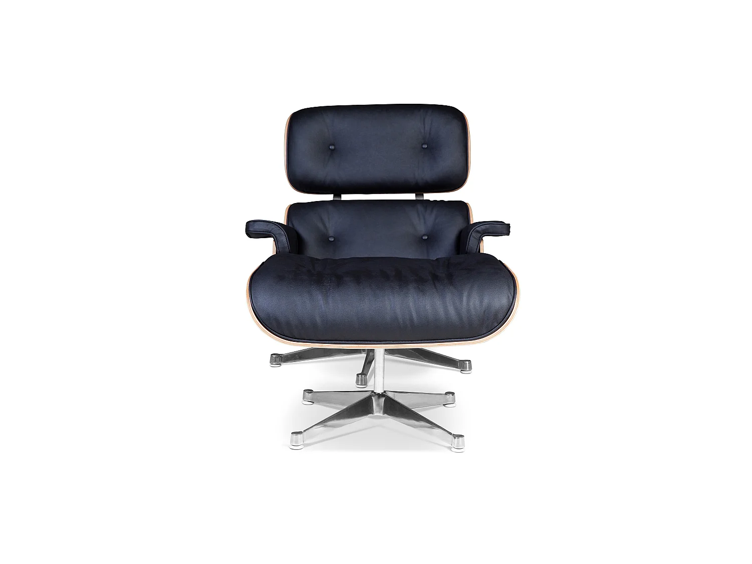 Long Chair & Ottoman Cuir Premium - Noyer Blanc