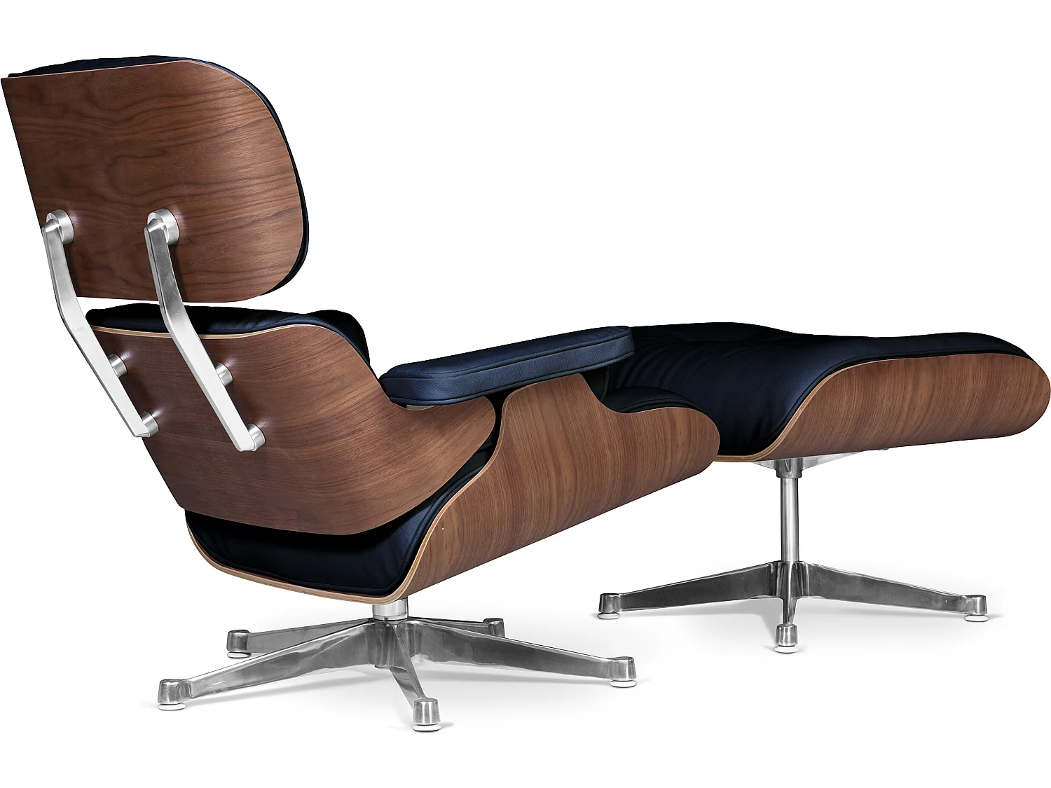 Long Chair & Ottoman Cuir Premium - Noyer Blanc