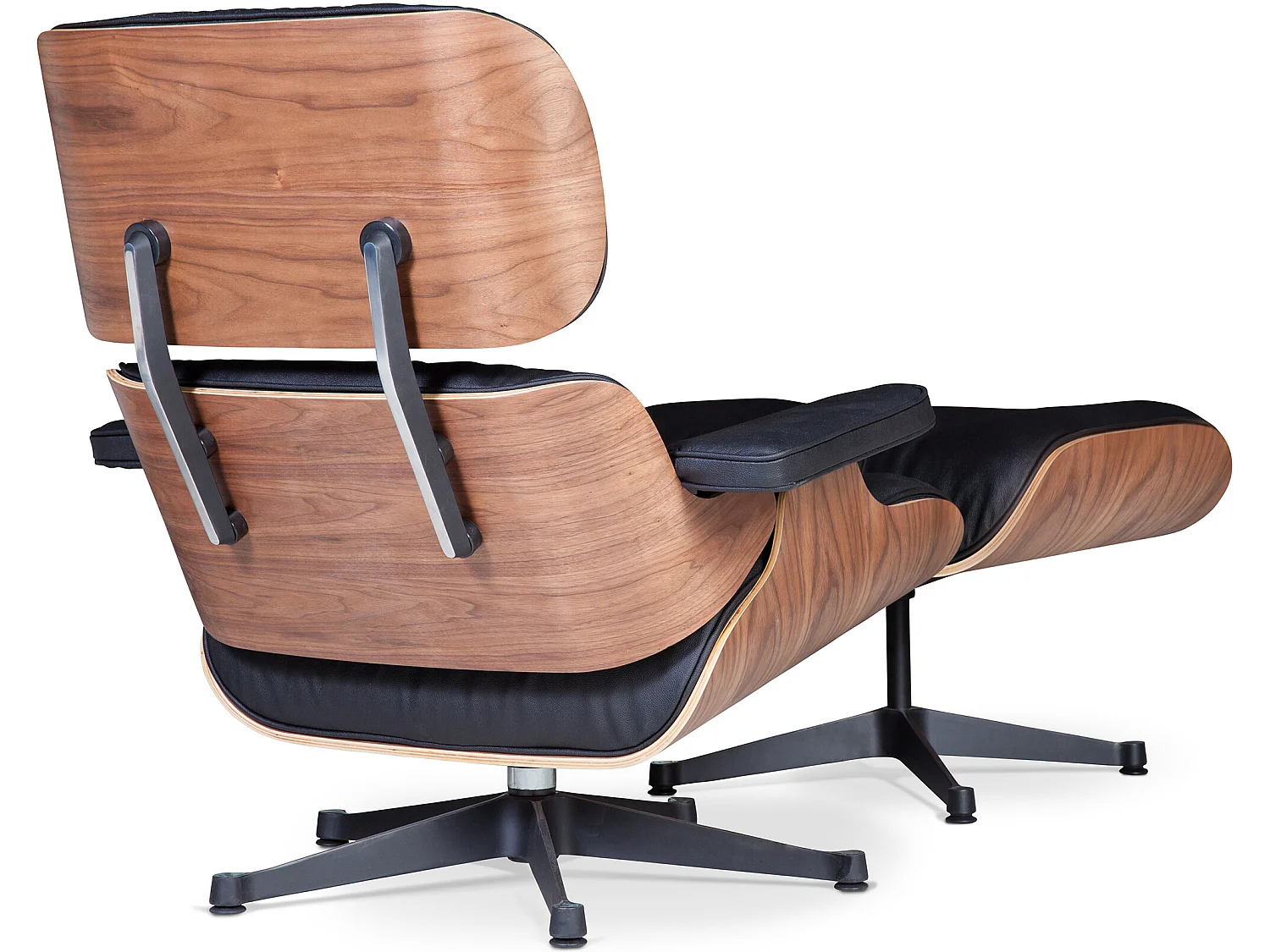 Lounge Chair & Ottoman   - Style -  Cuero Premium - Nogal - Patas negras