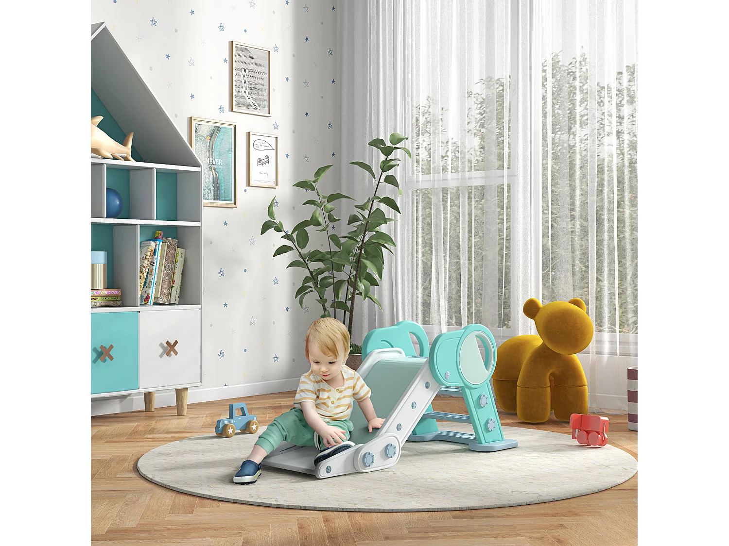 Tobogán para niños verde 120x53x53 cm AIYAPLAY