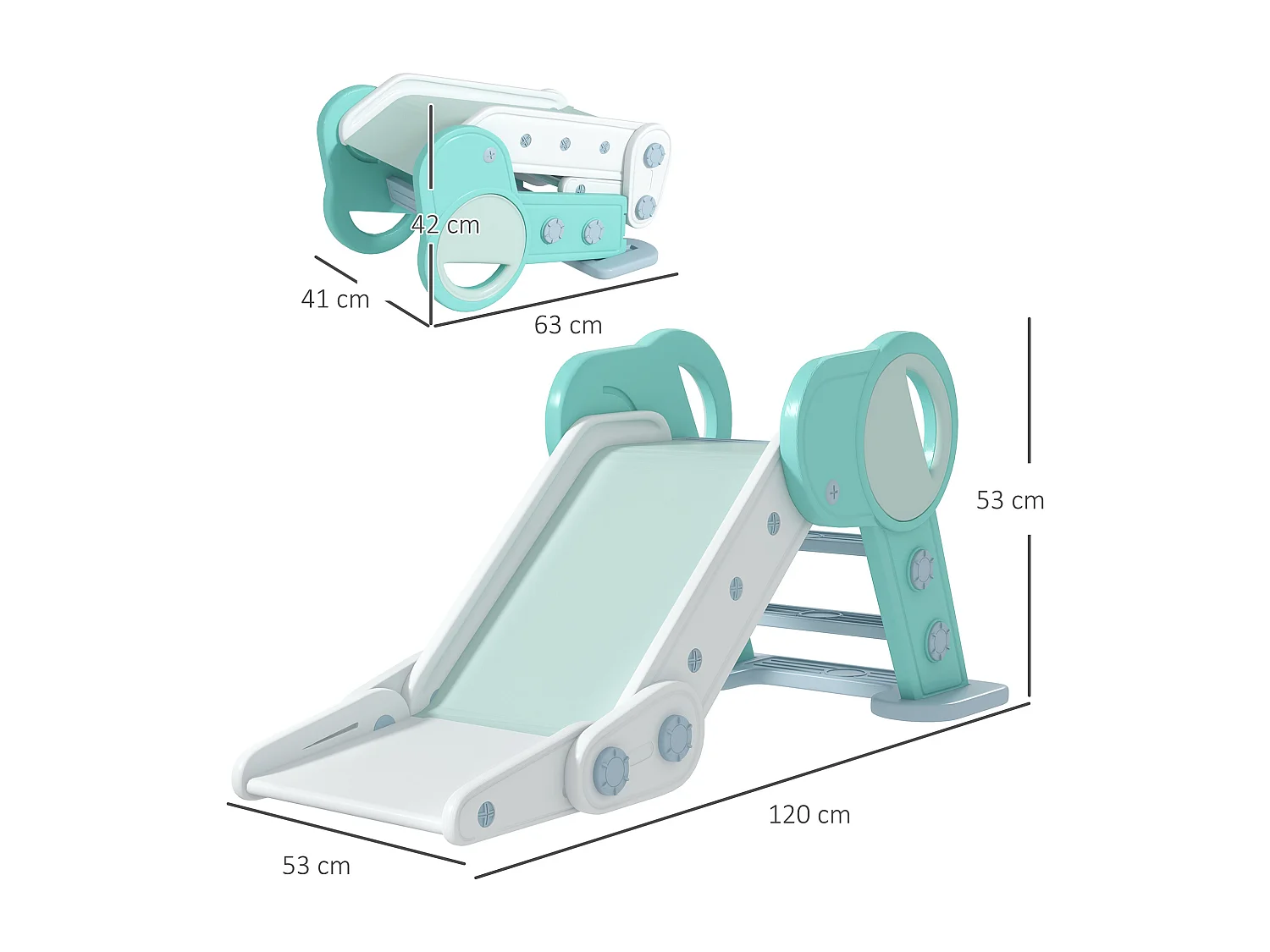 Tobogán para niños verde 120x53x53 cm AIYAPLAY