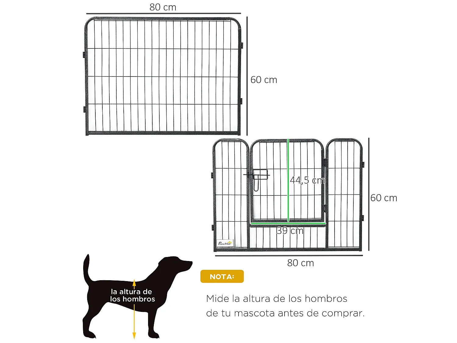 Parque para perros negro 80x60 cm PawHut