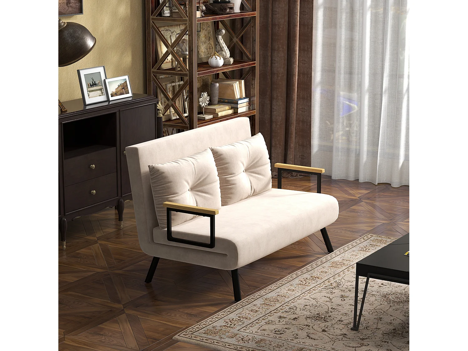 Sofá cama beige 102x73x81 cm HOMCOM