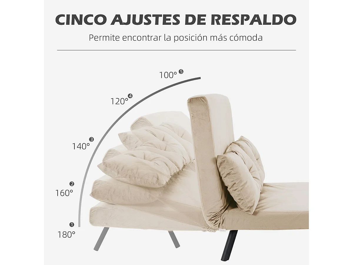 Sofá cama beige 102x73x81 cm HOMCOM