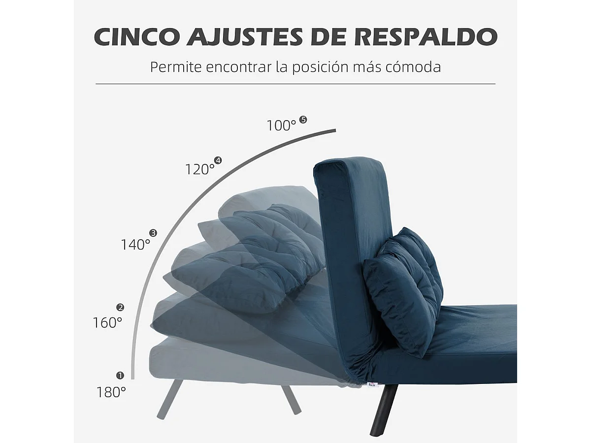 Sofá cama azul 102x73x81 cm HOMCOM