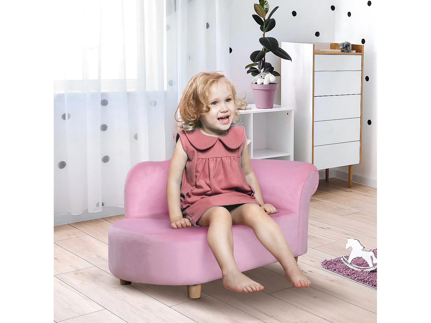 Sillón infantil rosa 80x40x49 cm HOMCOM