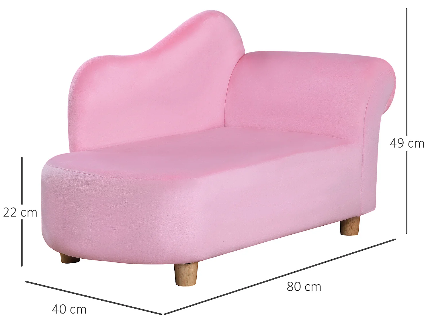 Sillón infantil rosa 80x40x49 cm HOMCOM