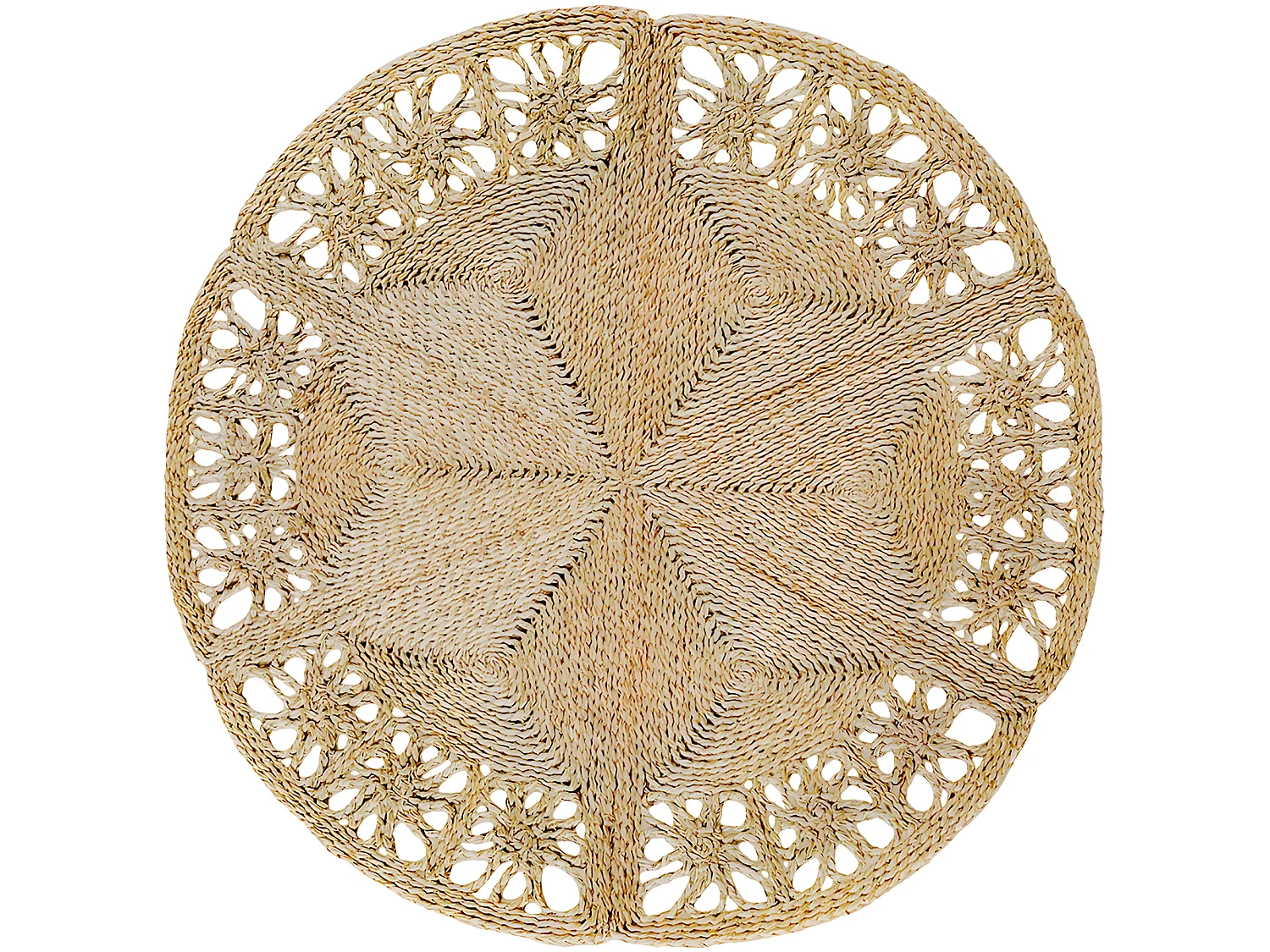 Tapis rond en jute - Boho Bali - 100 CM - Bilú Naturel
