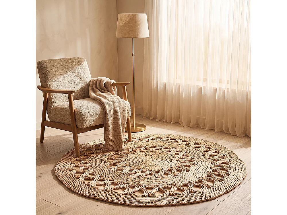 Runder Jute-Teppich - Boho Bali - 120 CM - Ilya