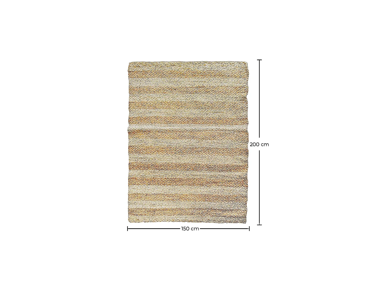 Tapis rectangulaire en jute - Boho Bali - 150x200 CM - Ghana Naturel