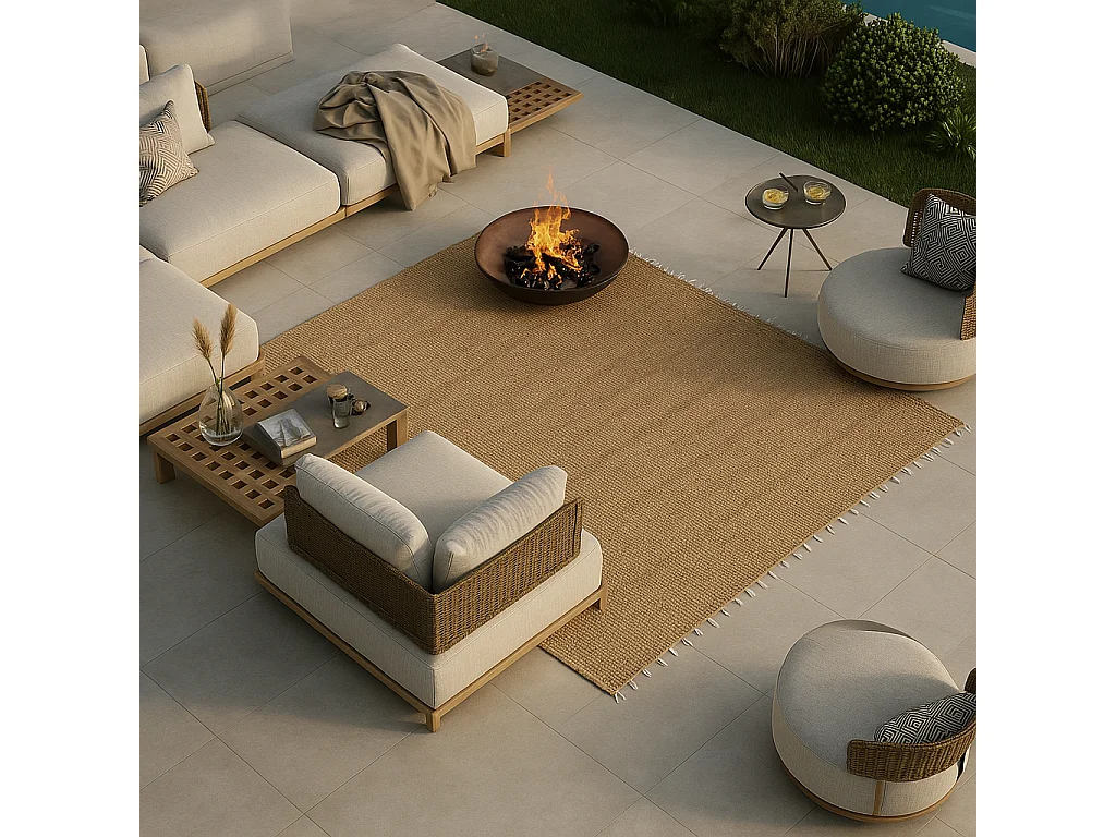 Tapis rectangulaire en jute - Boho Bali - 150x200 CM - Jaya Naturel