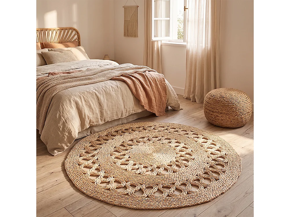 Runder Jute-Teppich - Boho Bali - 150 CM - Ilya