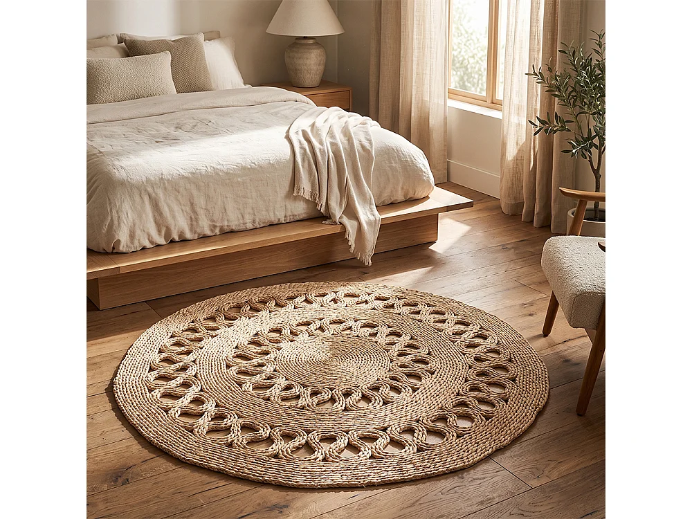 Runder Jute-Teppich - Boho Bali - 150 CM - Ilya