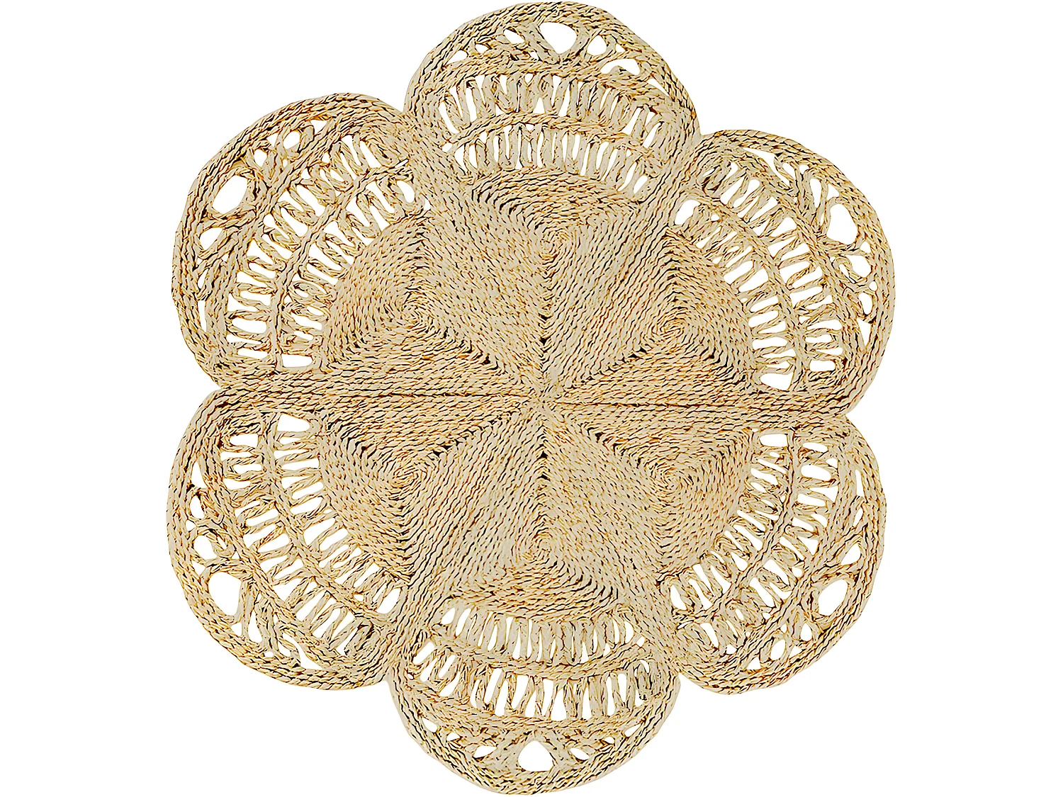 Tapis rond en jute - Boho Bali - 120 CM - Niluh Naturel