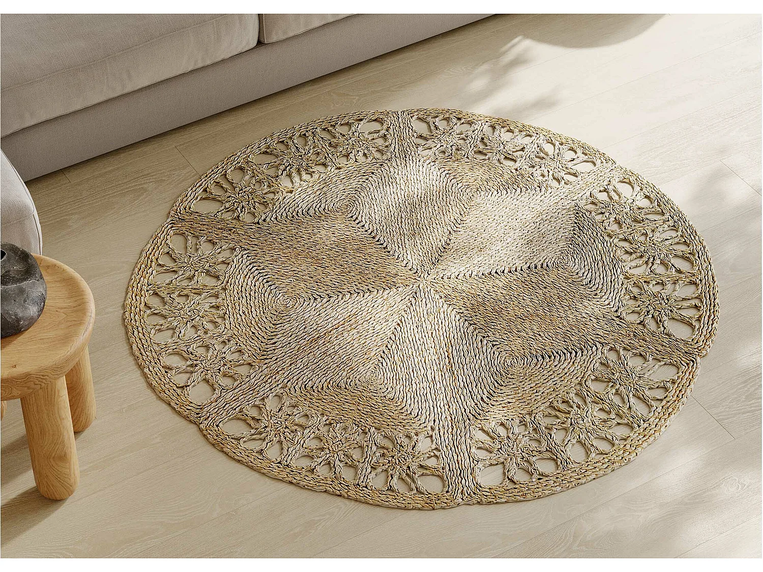 Tappeto rotondo in iuta - Boho Bali - 150 CM - Bilú