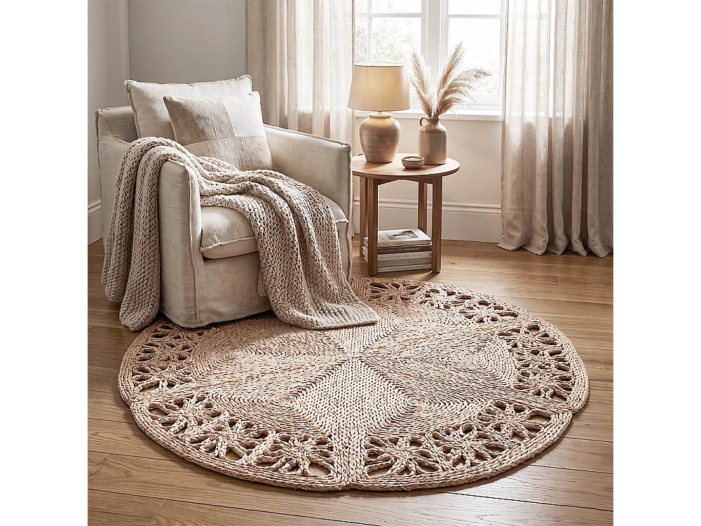 Runder Jute-Teppich - Boho Bali - 150 CM - Bilú