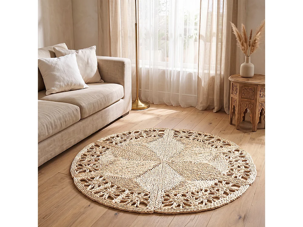 Runder Jute-Teppich - Boho Bali - 150 CM - Bilú