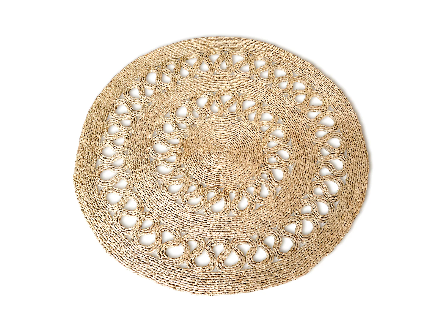 Tapis rond en jute - Boho Bali - 100 CM - Ilya Naturel