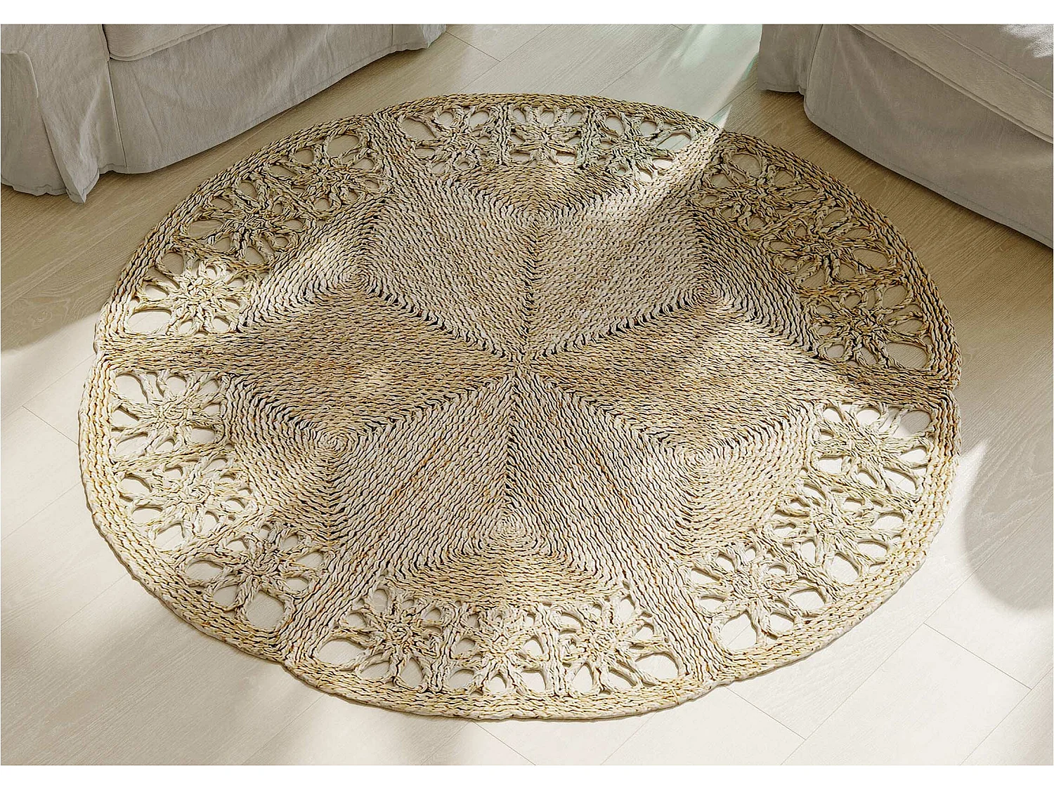 Tappeto rotondo in iuta - Boho Bali - 120 CM - Bilú