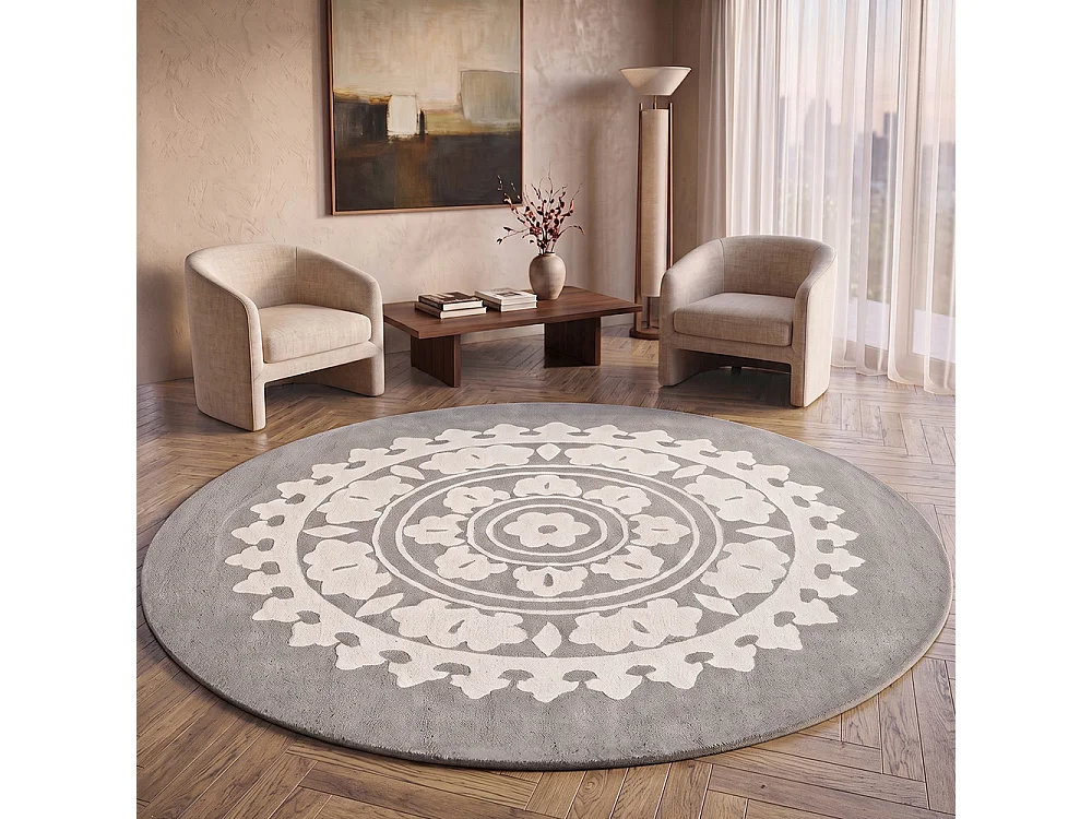 Runder Design Teppich - Wolle - 210cm - Romanty