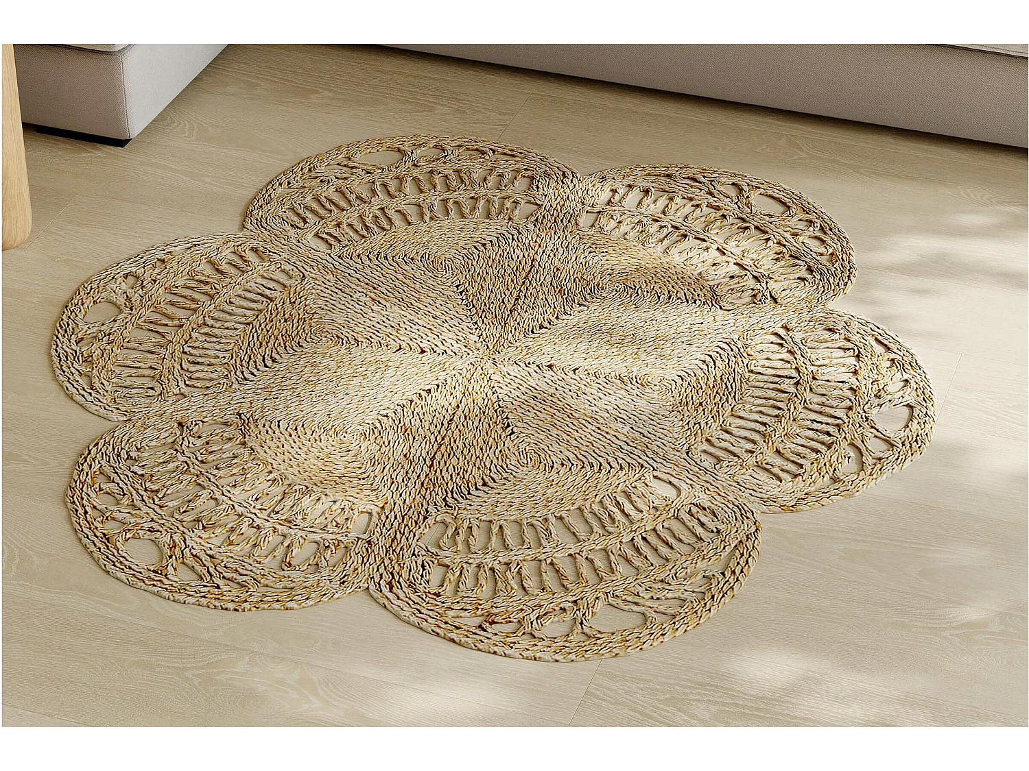 Tapis rond en jute - Boho Bali - 100 CM - Niluh Naturel