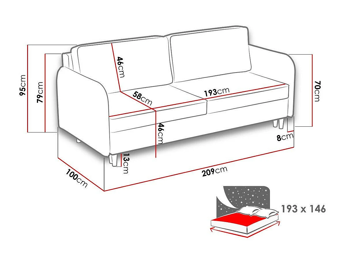 Canapé convertible 3 places en tissu marron COLUMBUS