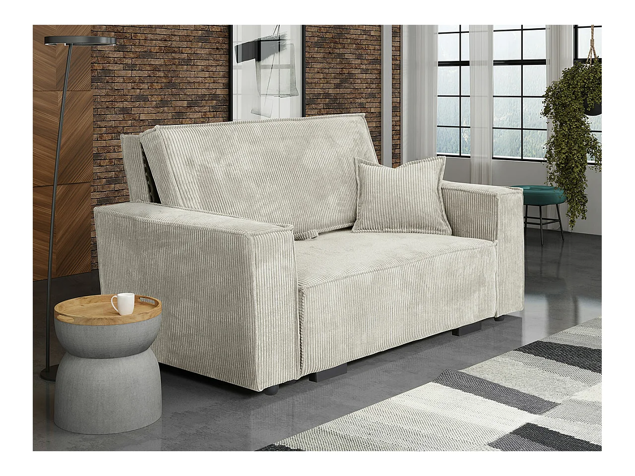 Canapé convertible Columbus 181, Boîte de literie, 85x152x98cm, Mobilier déjà assemblé