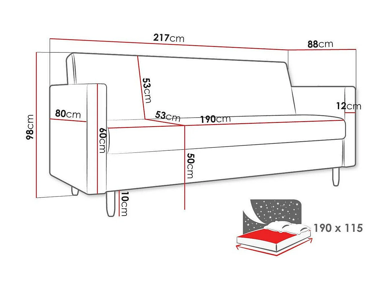 Canapé convertible Memphis 136, Boîte de literie, 98x217x88cm