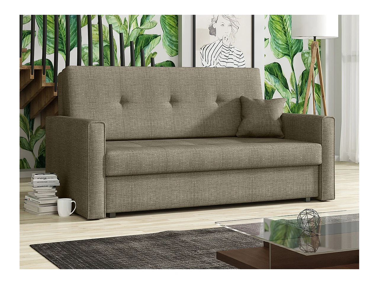 Canapé convertible Columbus 106, Boîte de literie, 85x153x98cm, Mobilier déjà assemblé