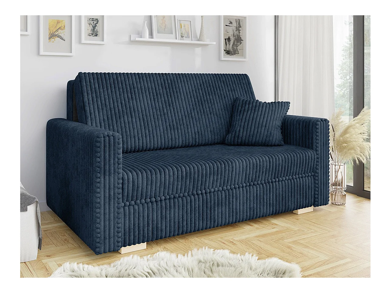 Canapé convertible Columbus 205, Boîte de literie, 85x153x100cm, Mobilier déjà assemblé