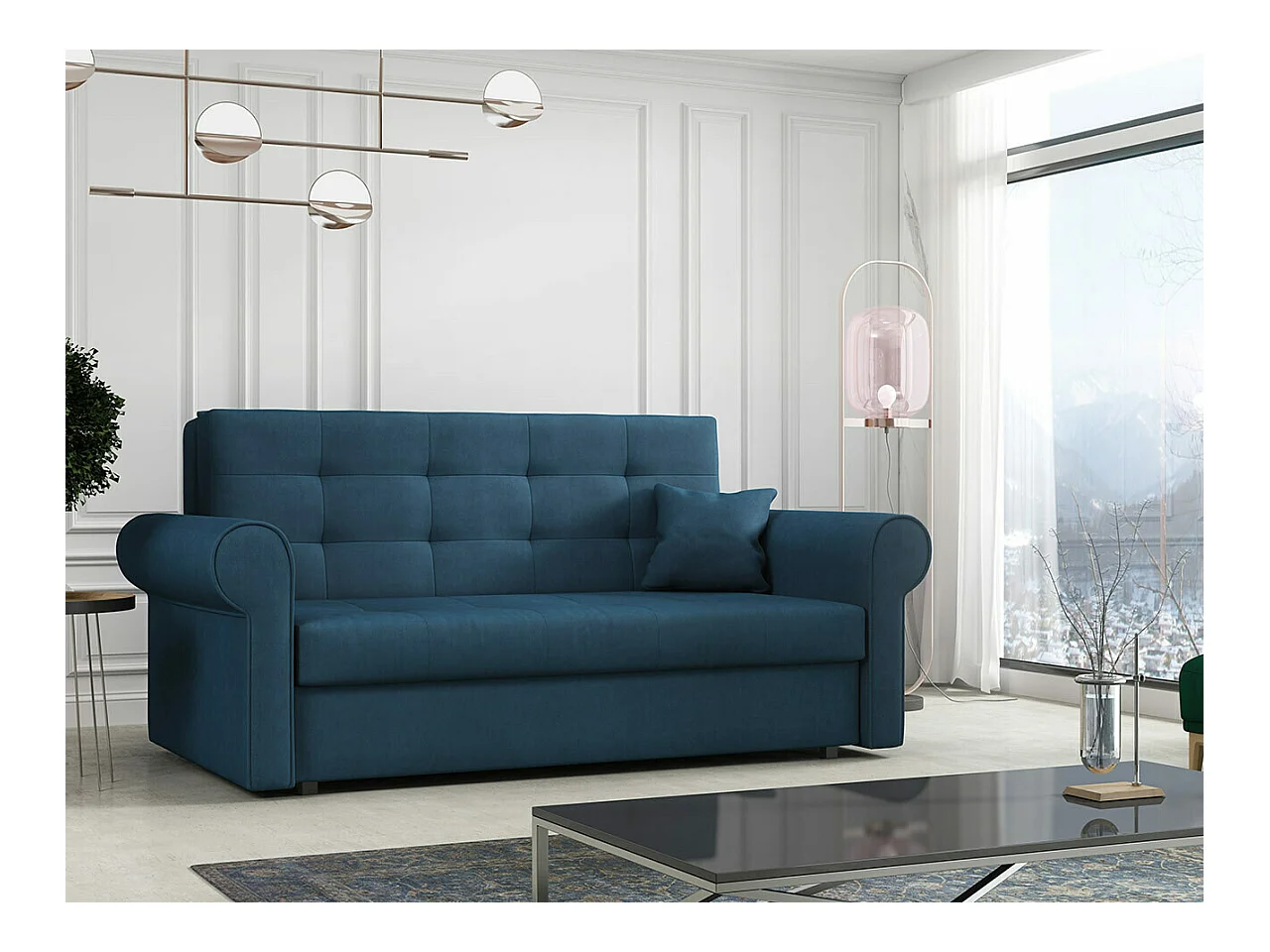 Canapé convertible Columbus 129, Boîte de literie, 85x168x98cm, Mobilier déjà assemblé
