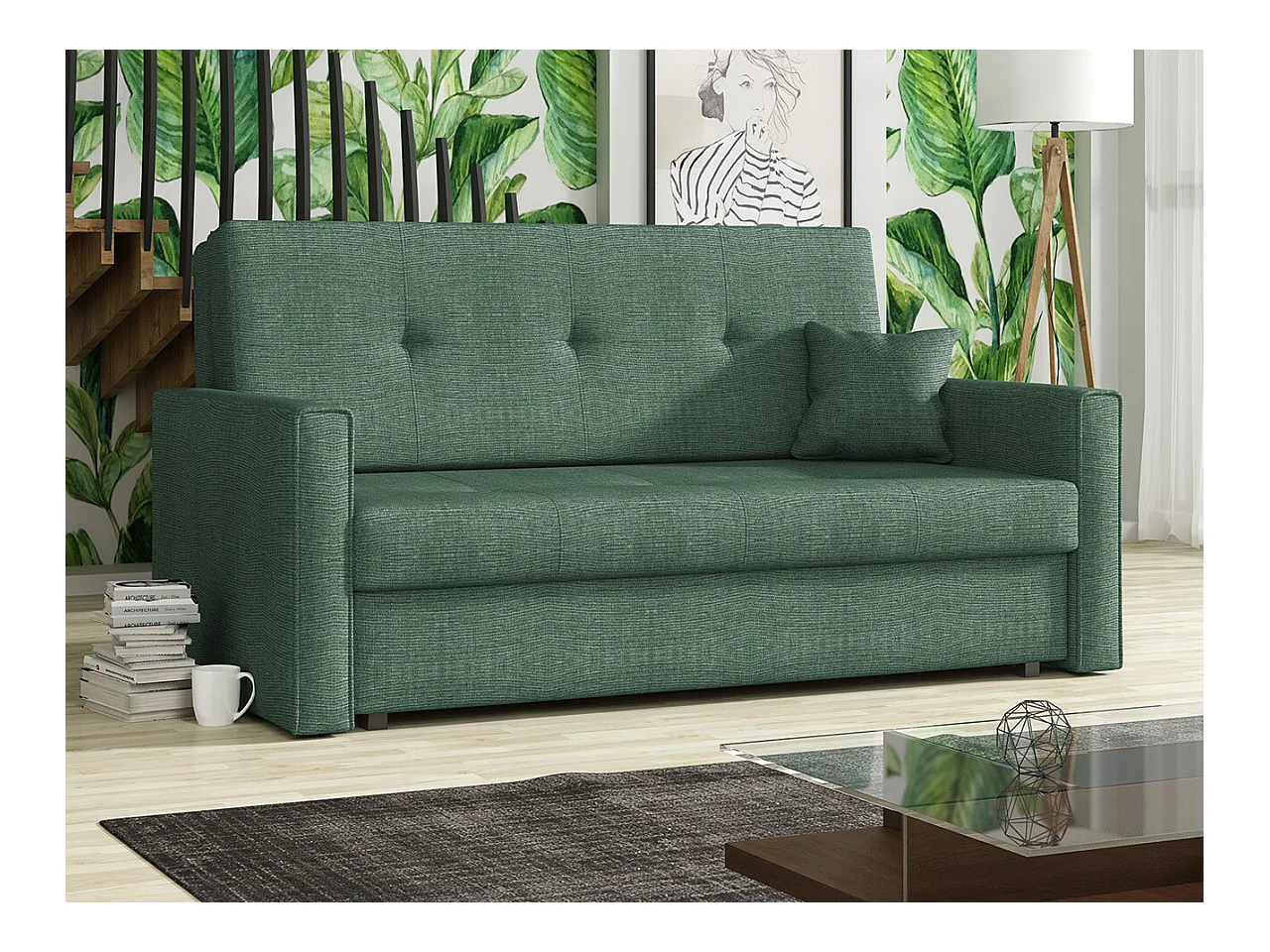 Canapé convertible Columbus 106, Boîte de literie, 85x153x98cm, Mobilier déjà assemblé