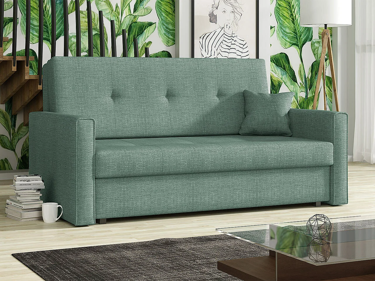Sofá cama Nuvora III, Almacenaje, 85x153x98cm, Muebles ya montados
