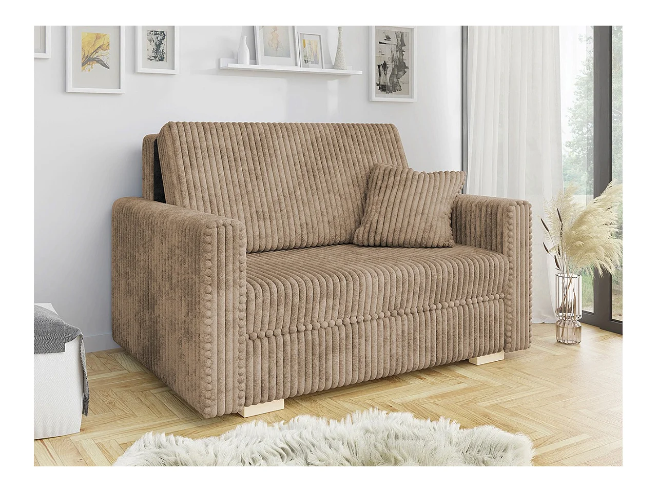 Canapé convertible Columbus 206, Boîte de literie, 85x133x100cm, Mobilier déjà assemblé