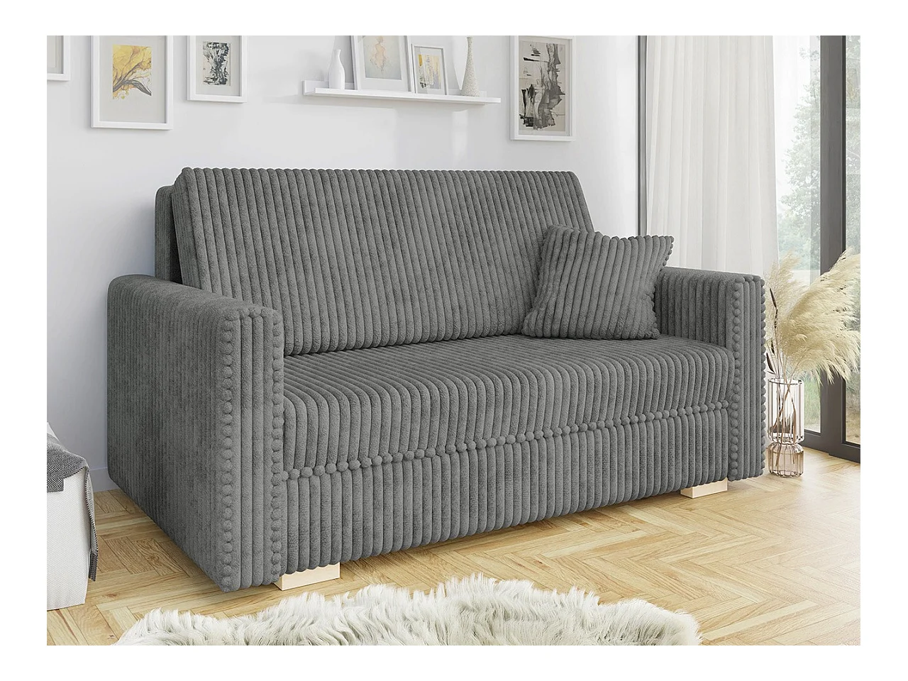 Canapé convertible Columbus 205, Boîte de literie, 85x153x100cm, Mobilier déjà assemblé