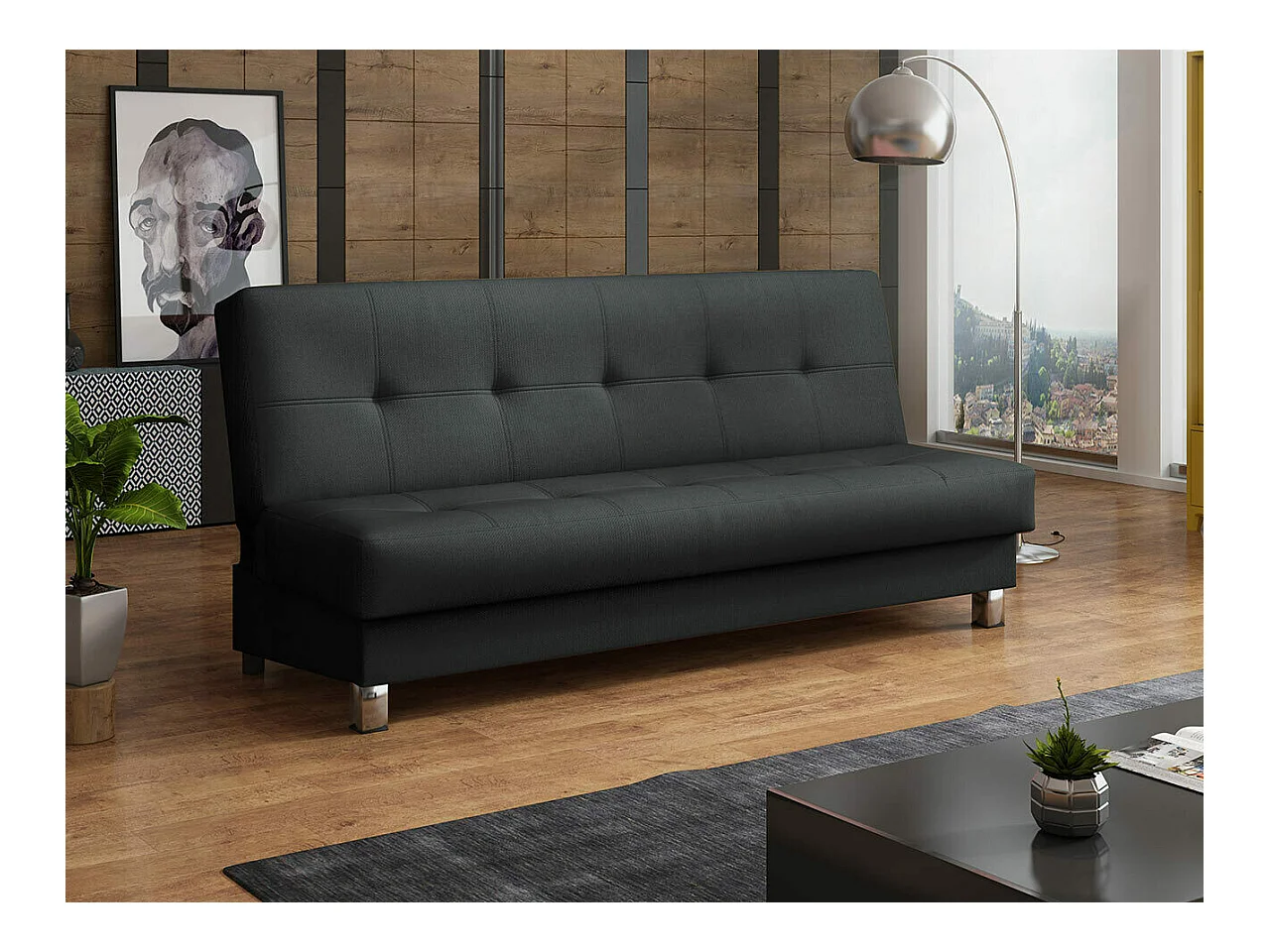 Canapé convertible Columbus 107, Boîte de literie, 90x193x85cm