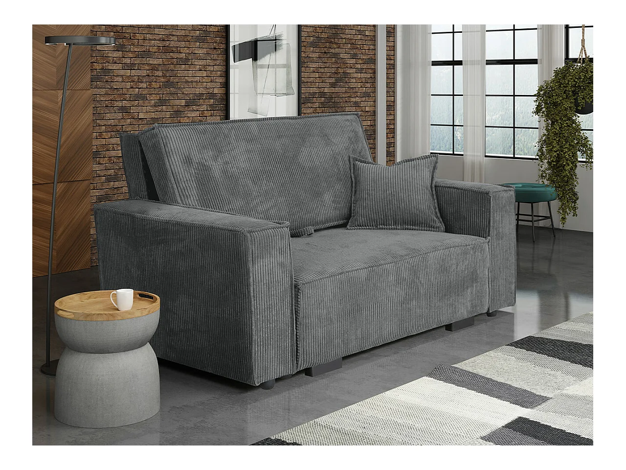 Canapé convertible Columbus 181, Boîte de literie, 85x152x98cm, Mobilier déjà assemblé
